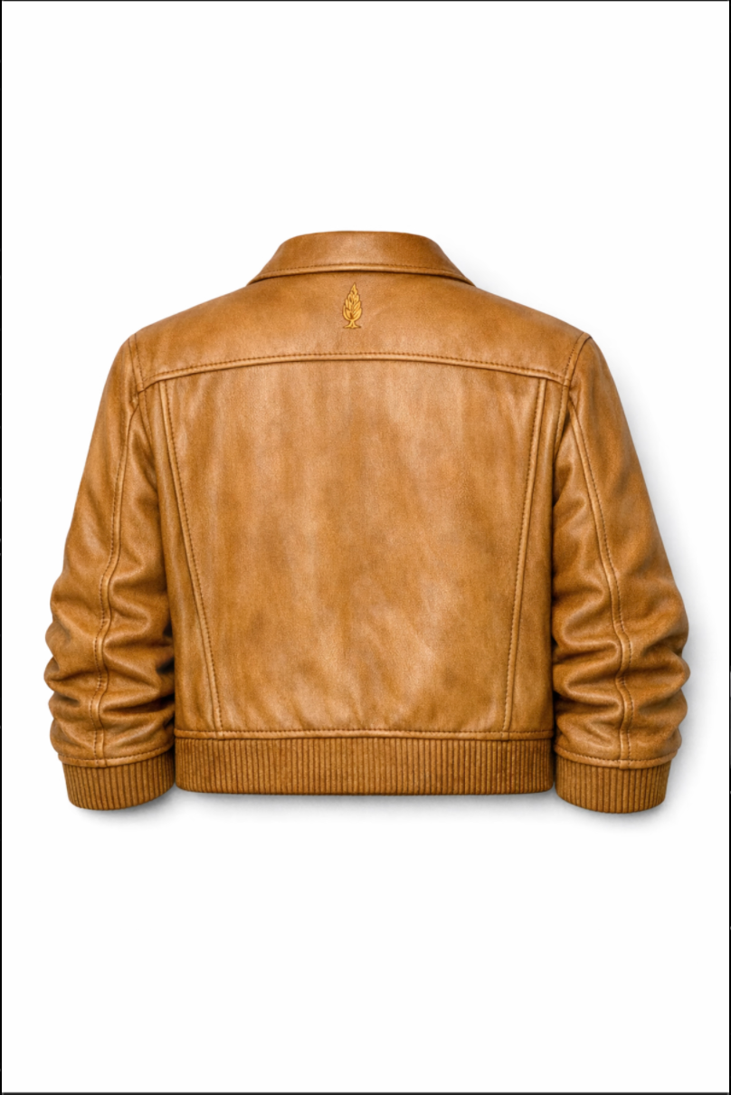 cipresso script leather jacket / brown