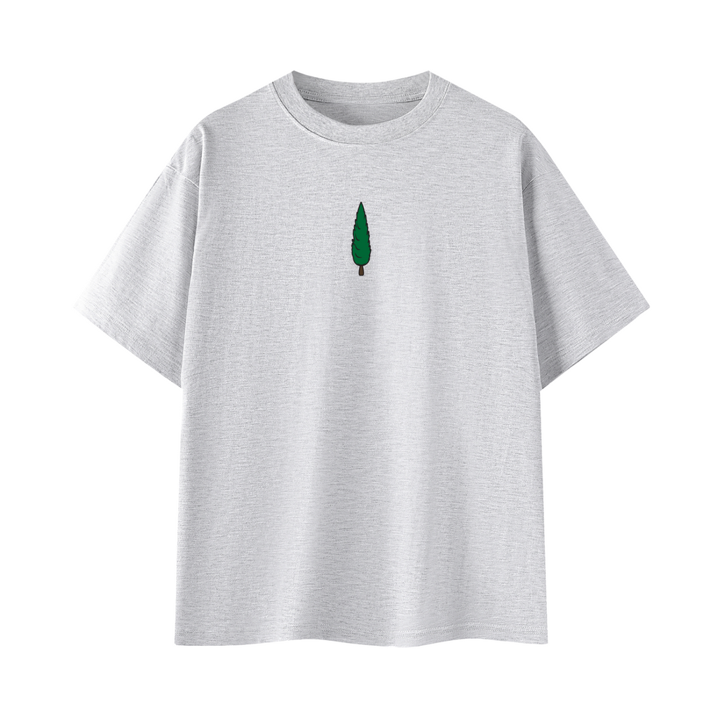 signature embroidered tee / light grey